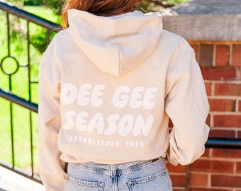 Delta Gamma Tan Hoodie with Puff Design - Foxy Season