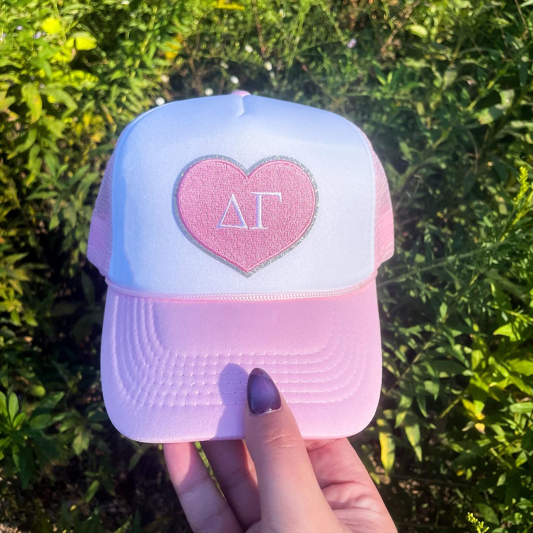 Delta Gamma Heart Patch Hat Embroidered Patch Hat, Trucker Hat, Big