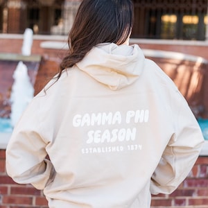 Gamma Phi Beta Tan Hoodie with Puff Design - Foxy Season