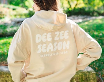 Delta Zeta Tan Hoodie with Puff Design - Foxy Season