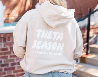 Kappa Alpha Theta Tan Hoodie with Puff Design - Foxy Season