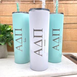 Alpha Delta Pi - Personalized Skinny Tumbler with Straw