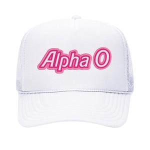 Alpha Omicron Pi Malibu Trucker Hat - Alpha O, Embroidered Sorority Hat, Big Little Gift, Bid Day