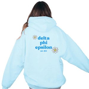 Delta Phi Epsilon Hoodie - Blue Hoodie, Daisy, Greek Apparel, Big Little Reveal