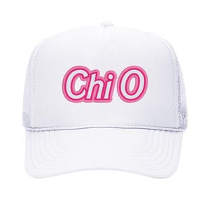 Chi Omega Malibu Trucker Hat - Chi O, Embroidered Sorority Hat, Big Little Gift, Bid Day