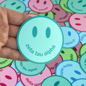 Zeta Tau Alpha Smile Sticker, Sorority Sticker, Big & Little Gift, Bid Day