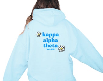 Kappa Alpha Theta Hoodie - Blue Hoodie, Daisy, Greek Apparel, Big Little Reveal
