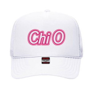 Chi Omega Malibu Trucker Hat - Chi O, Embroidered Sorority Hat, Big Little Gift, Bid Day