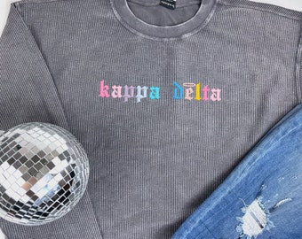 Kappa Delta Corded Crewneck Sweatshirt - Embroidered Old English Font