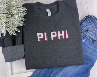 Pi Beta Phi 3D Block Embroidered Sweatshirt - Pi Phi