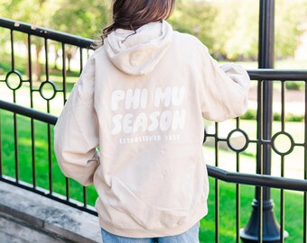Phi Mu Tan Hoodie with Puff Design - Foxy Season
