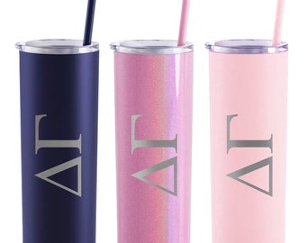 Delta Gamma Greek Letter Skinny Tumbler with Straw