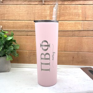 Pi Beta Phi - Personalized Skinny Tumbler with Straw