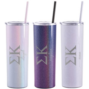 Sigma Kappa - Personalized Skinny Tumbler with Straw