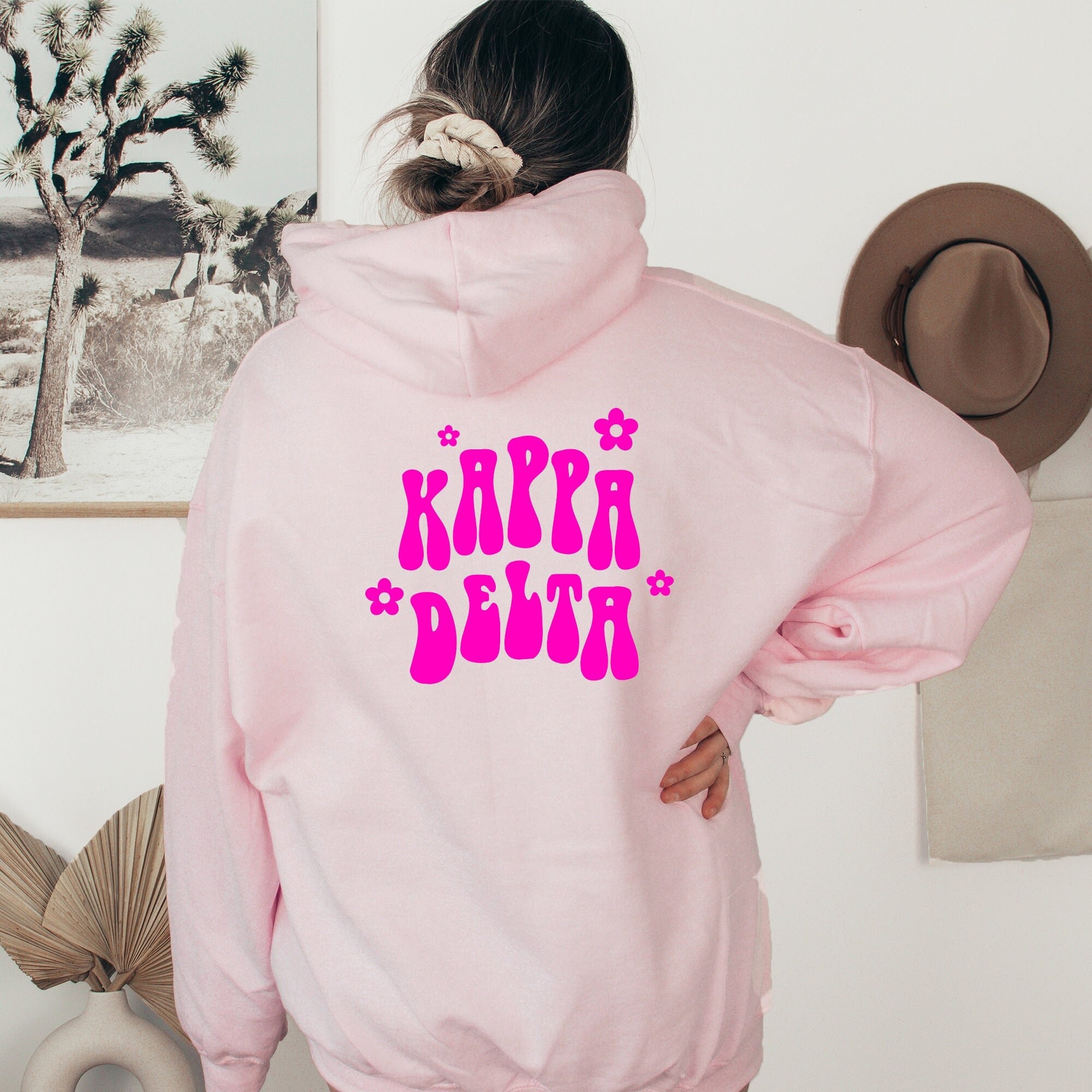 Kappa Delta Retro Floral Hoodie Pink Hoodie Front u0026 Back - Etsy