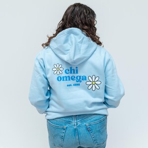 Chi Omega Hoodie - Blue Hoodie, Daisy, Greek Apparel, Big Little Reveal