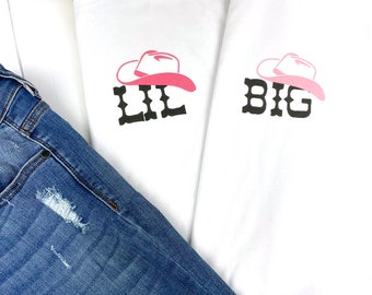 Big & Lil T-shirt, Cowgirl Hat, Western Themed Big Little Reveal Tee, Sorority Big Little, Matching Shirts, Big Little Gift