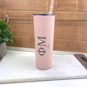 Phi Mu - Personalized Skinny Tumbler with Straw