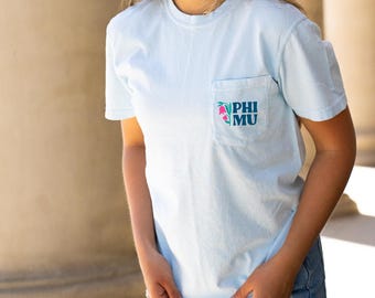 Phi Mu Boho Floral T-Shirt - Chambray