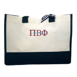 Pi Beta Phi - Embroidered Sorority Letters, Tote Bag, Sorority Gift, Bid Day Gift, Big & Little Reveal