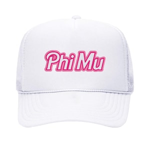 Phi Mu Malibu Trucker Hat - Embroidered Sorority Hat, Big Little Gift, Bid Day