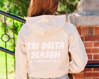 Delta Delta Delta Tan Hoodie with Puff Design - Foxy Season