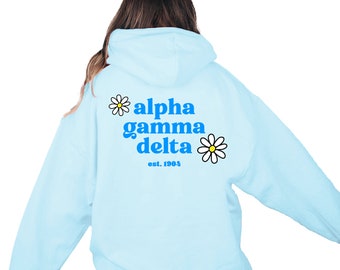 Alpha Gamma Delta Hoodie - Blue Hoodie, Daisy, Greek Apparel, Big Little Reveal