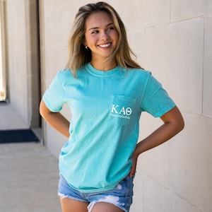 Kappa Alpha Theta Script Letters T-Shirt - Mint