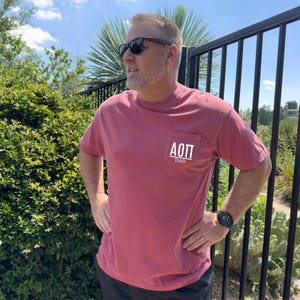 Alpha Omicron Pi Dad T-Shirt - Crimson