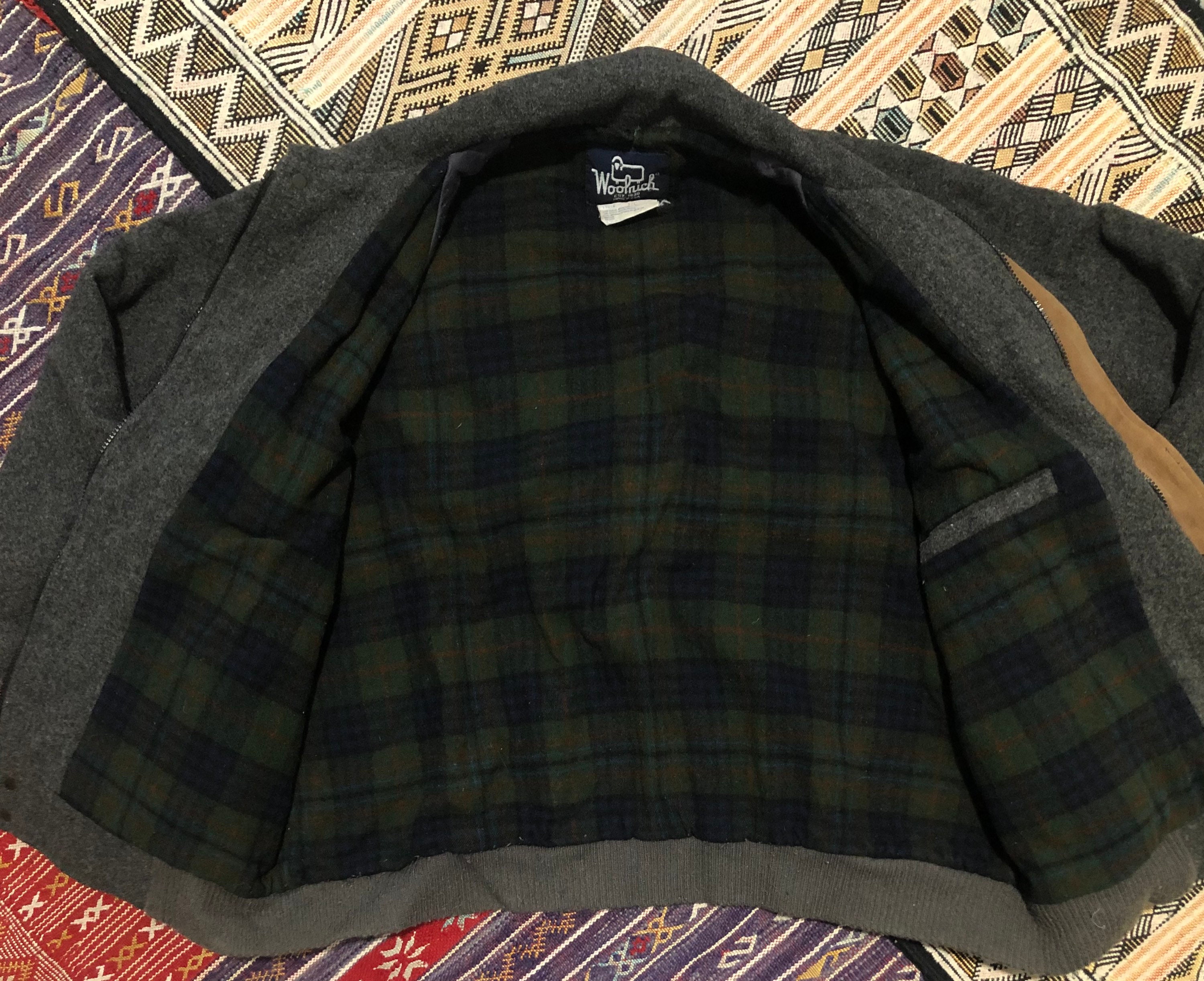 Woolrich Wool Bomber Jacket Gray Flannel Blanket Lined Etsy