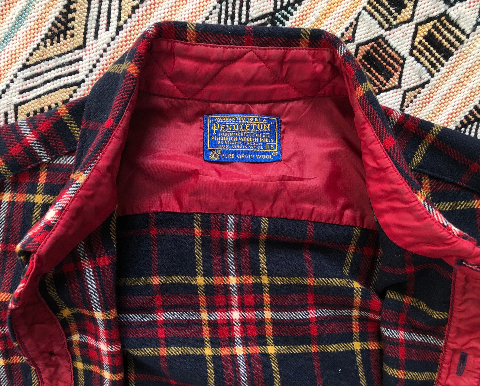1600 Vintage Pendleton USA MADE Virgin Wool Navy Blue and Red Etsy