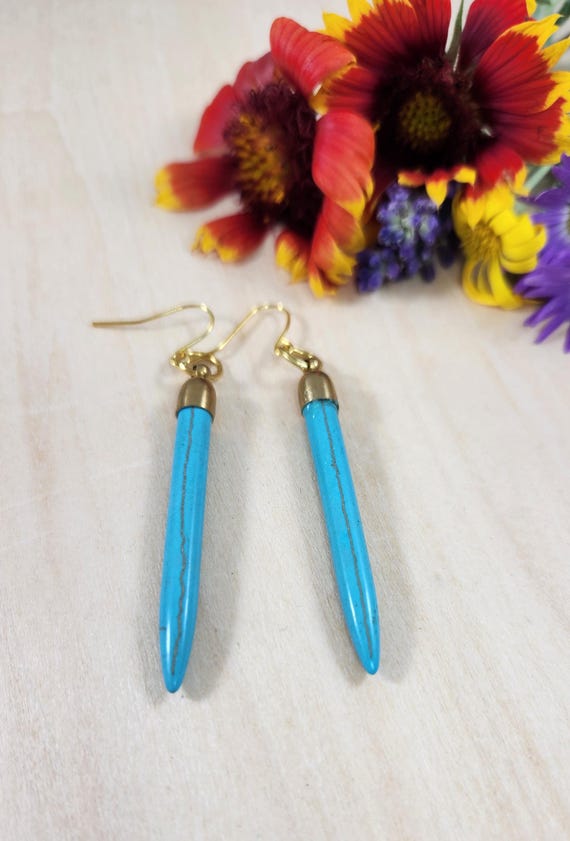 Turquoise Spike Earrings, Minimalist Earrings, Turquoise Earrings