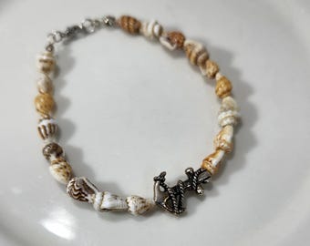 Shell Bracelet: Silver Anchor Charm, Summer Jewelry