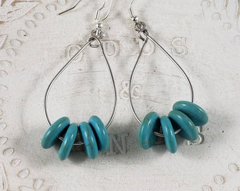 Orecchini pendenti a goccia turchese: gioielli boho in argento