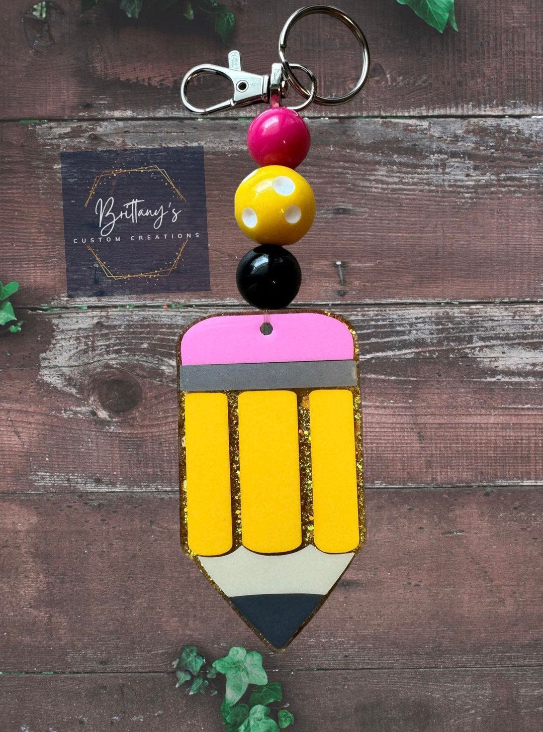 Pencil Keychain With Beads Cute Pencil Keychain With Beads Keychain