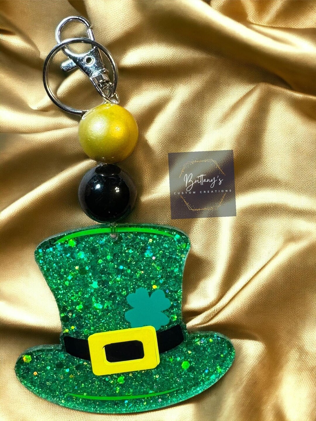 Leprechaun Hat Keychain With Beads | St Patrick's Day Hat Keychain With ...