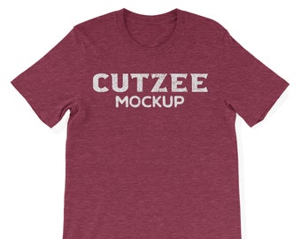 Download Free T Shirt Mockup Tagless No Brand Tag Heather Cardinal On Blank White Background Digital Download Instant Access Unisex Tee Mock Up Free Templates Packaging Mockups PSD Mockup Template