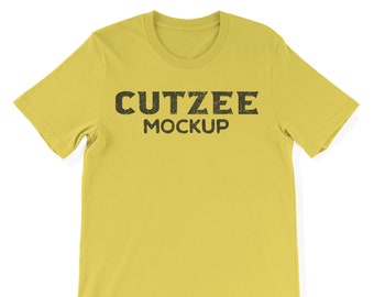 Download T Shirt Mockup, Tagless, No Brand Tag, Yellow on Blank ...