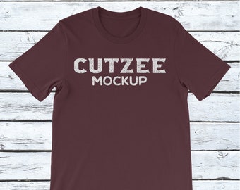 Download Free T Shirt Mockup Tagless No Brand Tag Maroon Shirt On Rustic White Wood Background Digital Download Instant Access Unisex Tee Mock Up Free Packaging Mockups Mockups Design Free Premium Mockups PSD Mockup Template