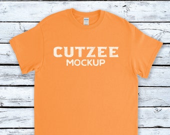 Download Gildan 5000 T Shirt Mock Up Safety Orange Shirt Digital Download Instant Access Safety Orange T Shirt Mockup Unisex Free Mockups Design Template PSD Mockup Templates