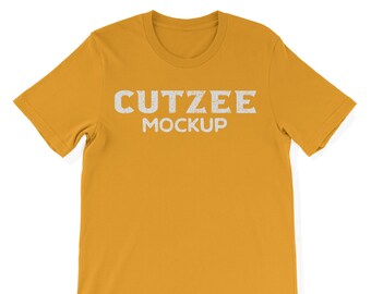 Download Free T Shirt Mockup Tagless No Brand Tag Gold On Blank White PSD Mockup Template