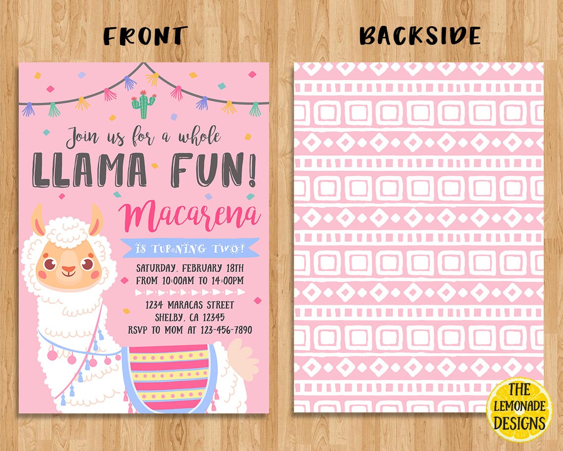 Llama Birthday Invitation, Llama Invitation, Printable Invitation, Fun ...