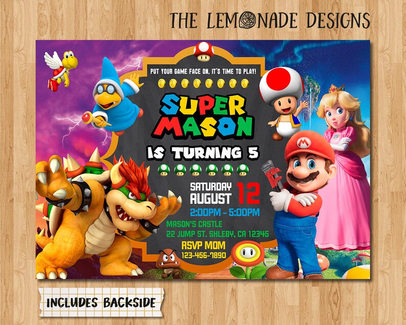 The Super Mario Movie Birthday Invitation Super Mario Etsy