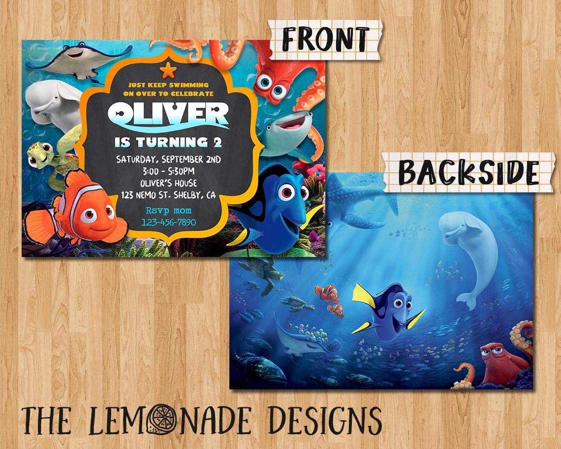 Finding Dory Birthday Invitation, Dory Birthday, Dory Invite, Printable ...