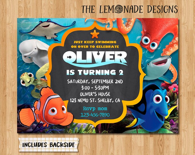 Finding Dory Birthday Invitation, Dory Birthday, Dory Invite, Printable ...