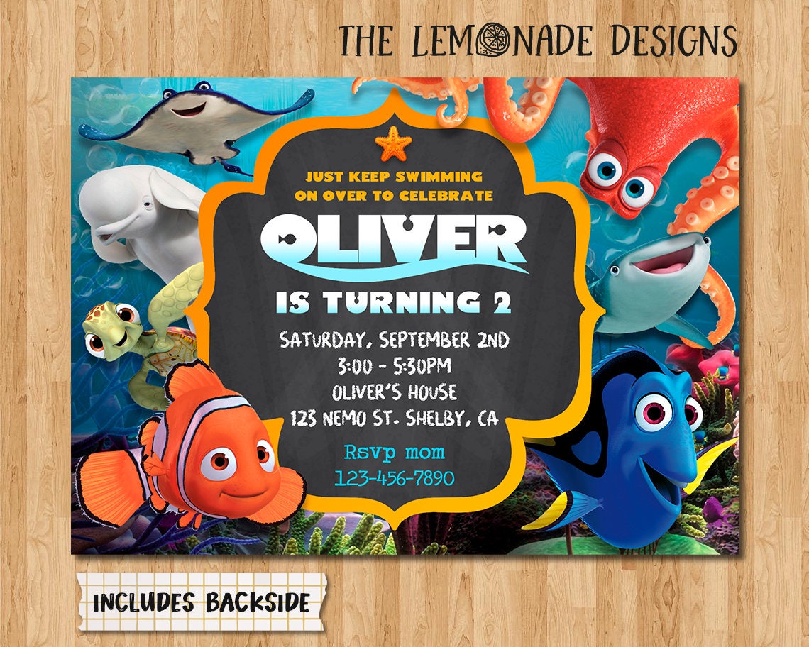 Finding Dory Birthday Invitation, Dory Birthday, Dory Invite, Printable ...