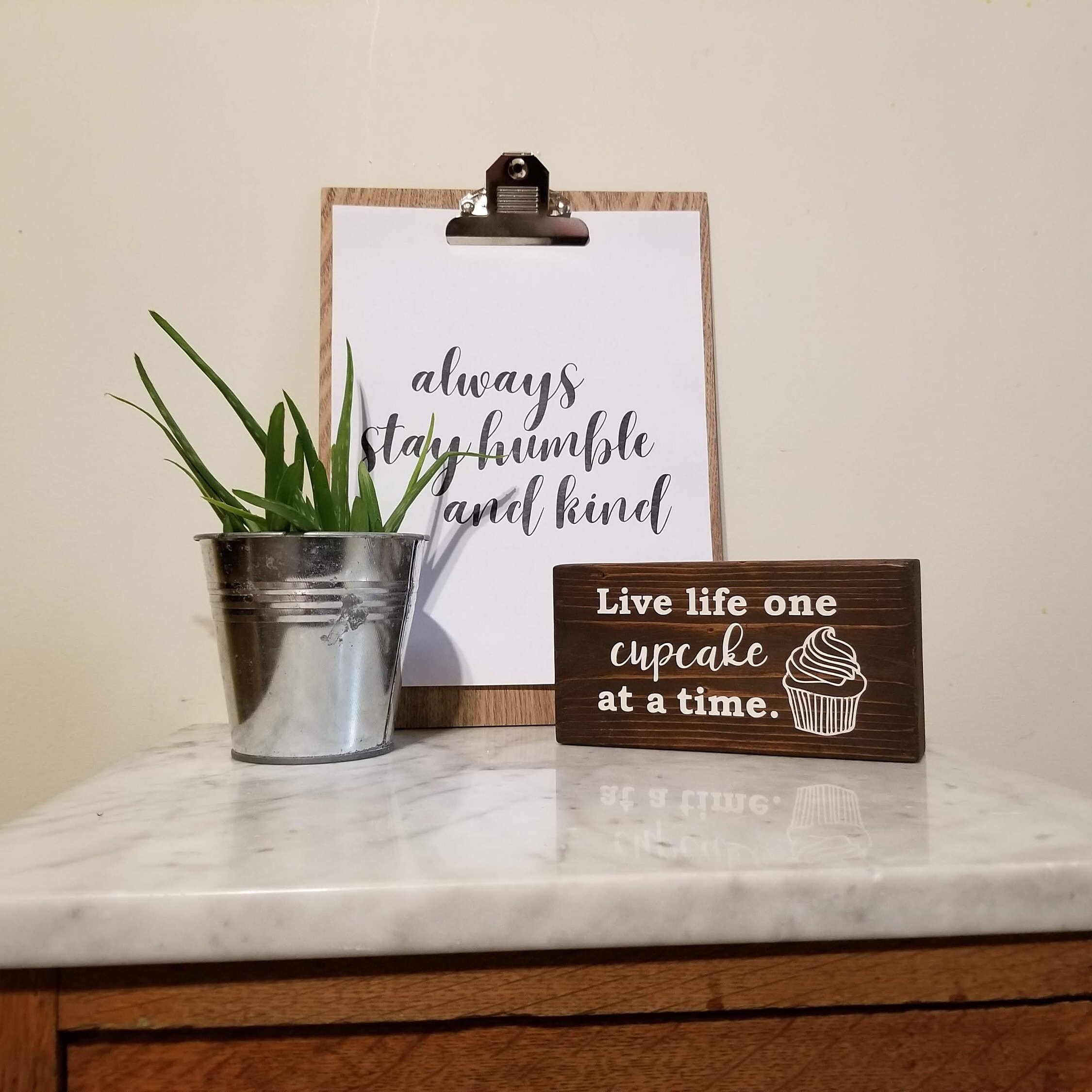 Live Life One Cupcake At A Time Reclaimed Wood Block Style Sign