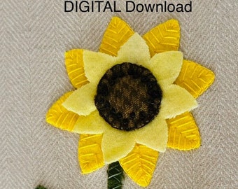 French Country Farm, Block 6 Sunflower, Digital Download,  Wild and Wonderful Stitch a Long,