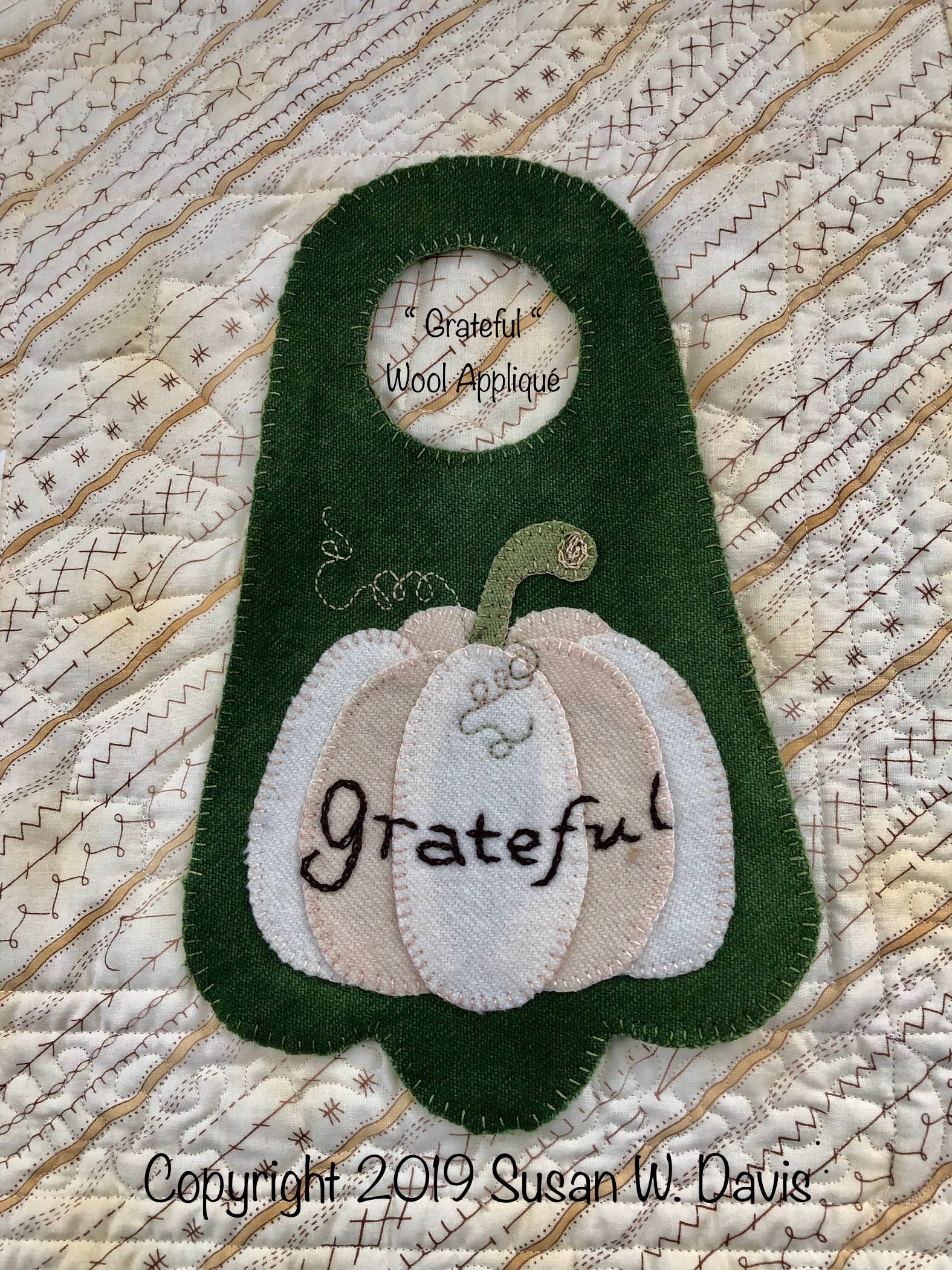Grateful Wool Applique Door Knob Hanger Digital Download Etsy