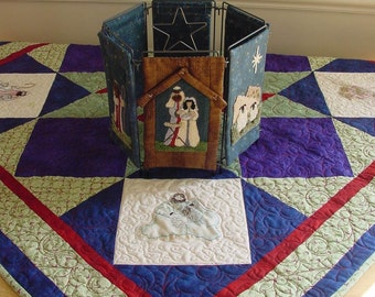 Nativity Table Topper Pattern, for Embroidery or Punch Needle Quilt